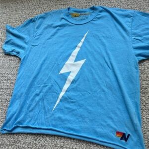 Aviator Nation Sky Blue T-Shirt with Lightning Bolt